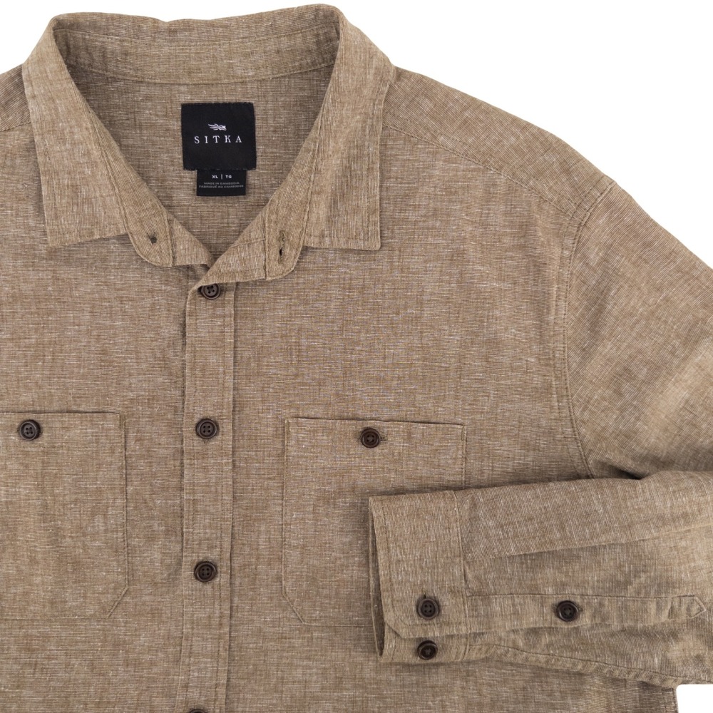 Sitka Gear Mens XL Ambary Long Sleeve Shirt Tan Hemp Blend Button Down 600068